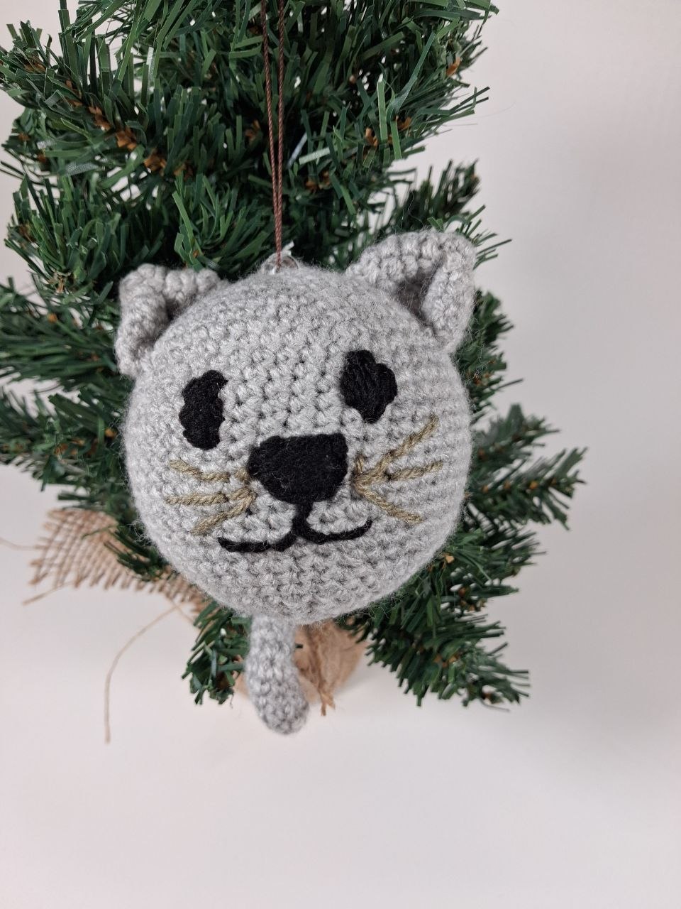 Cat Crochet Christmas Bauble