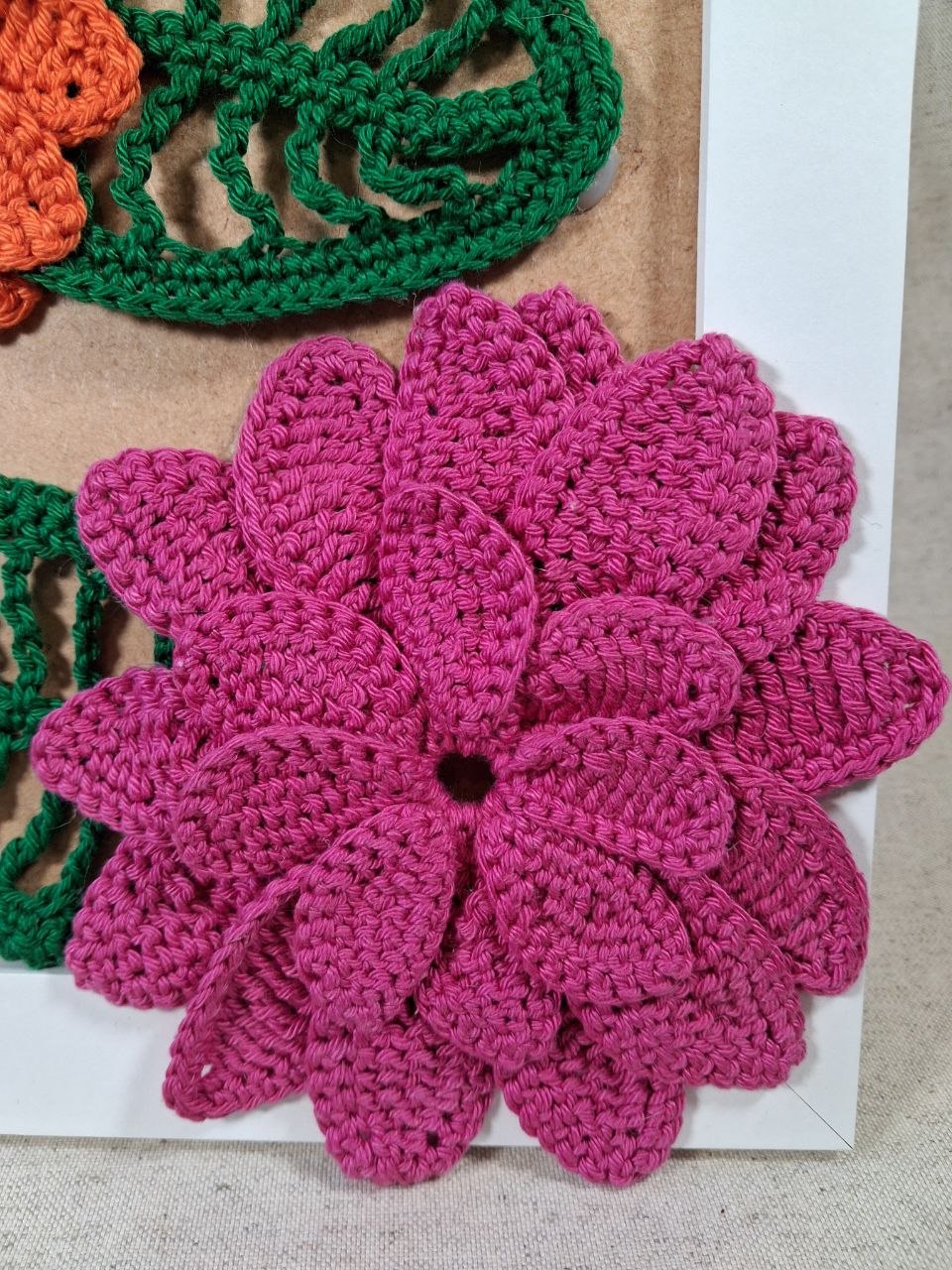 Colourful Crochet Flowers Framed Art