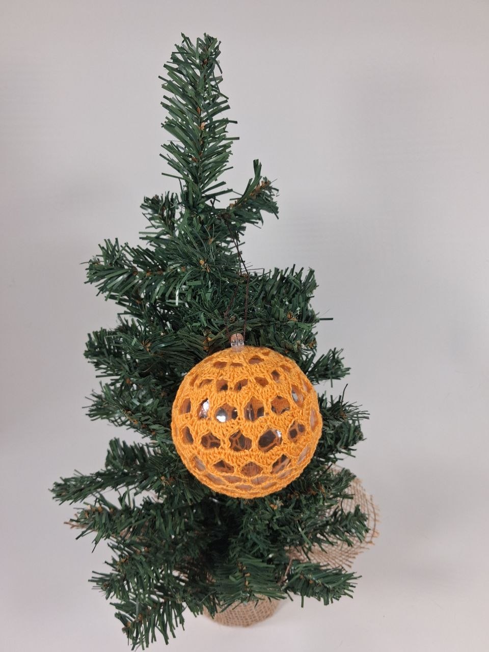 Orange Crochet Christmas Bauble  (medium pattern)