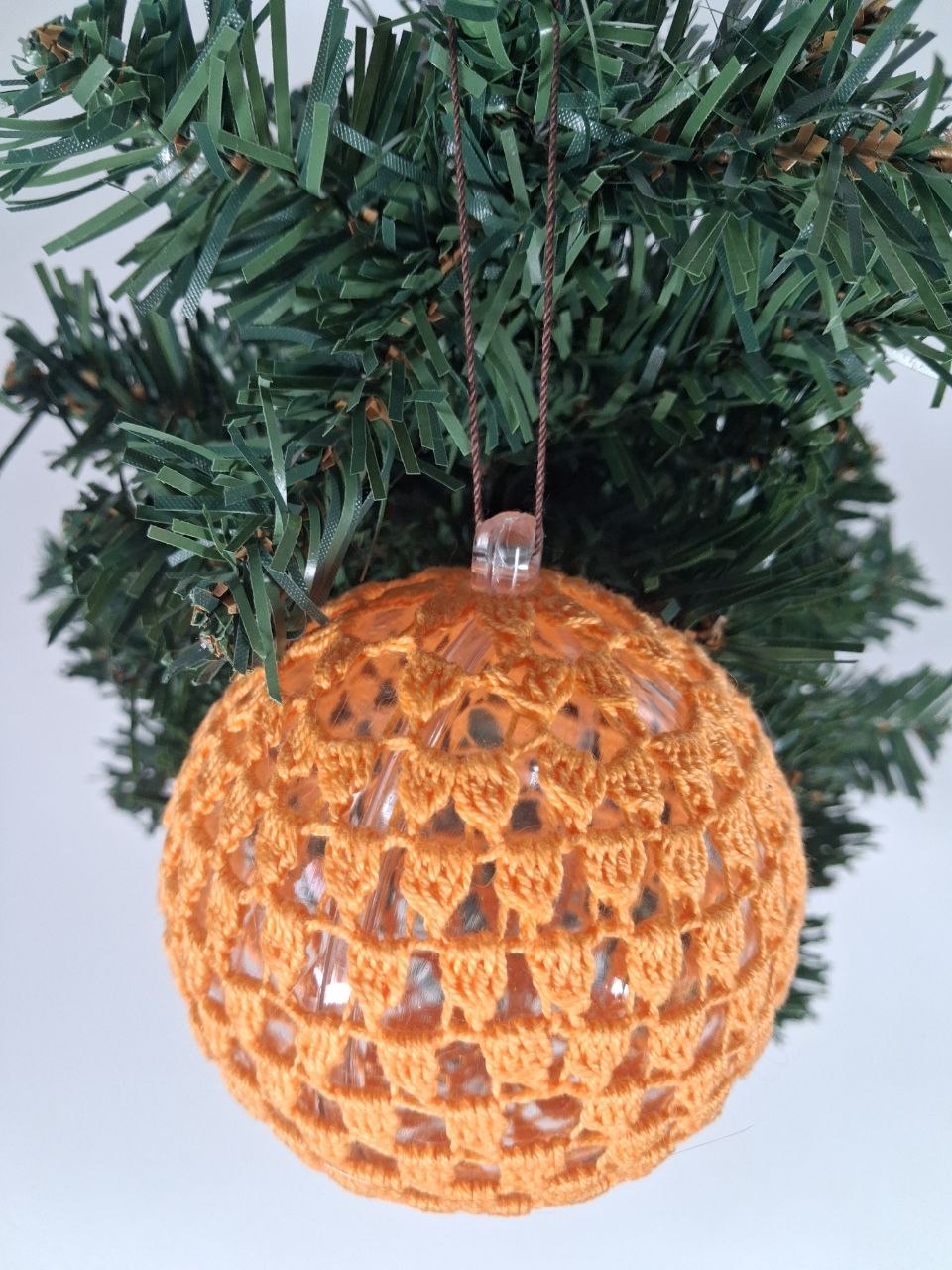 Orange Crochet Christmas Bauble (big pattern)