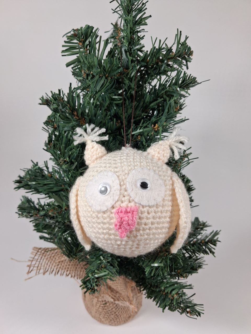 Owl Crochet Christmas Bauble