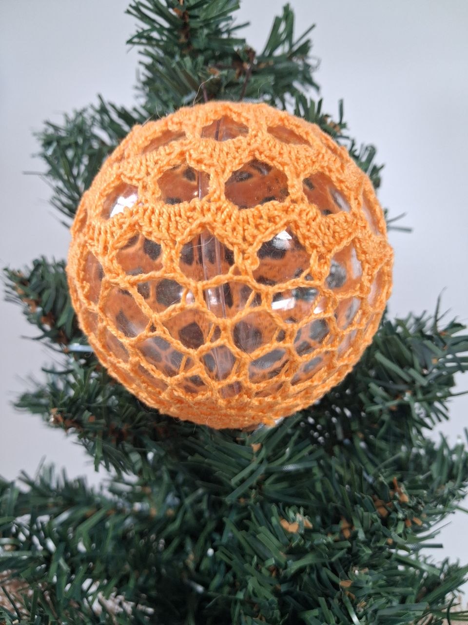 Orange Crochet Christmas Bauble  (medium pattern)