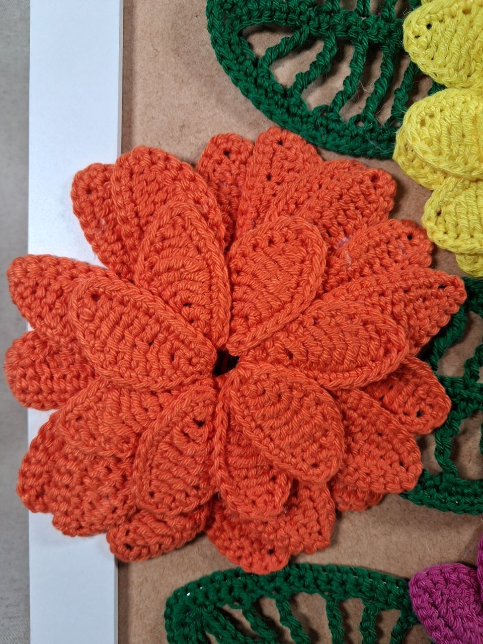 Colourful Crochet Flowers Framed Art