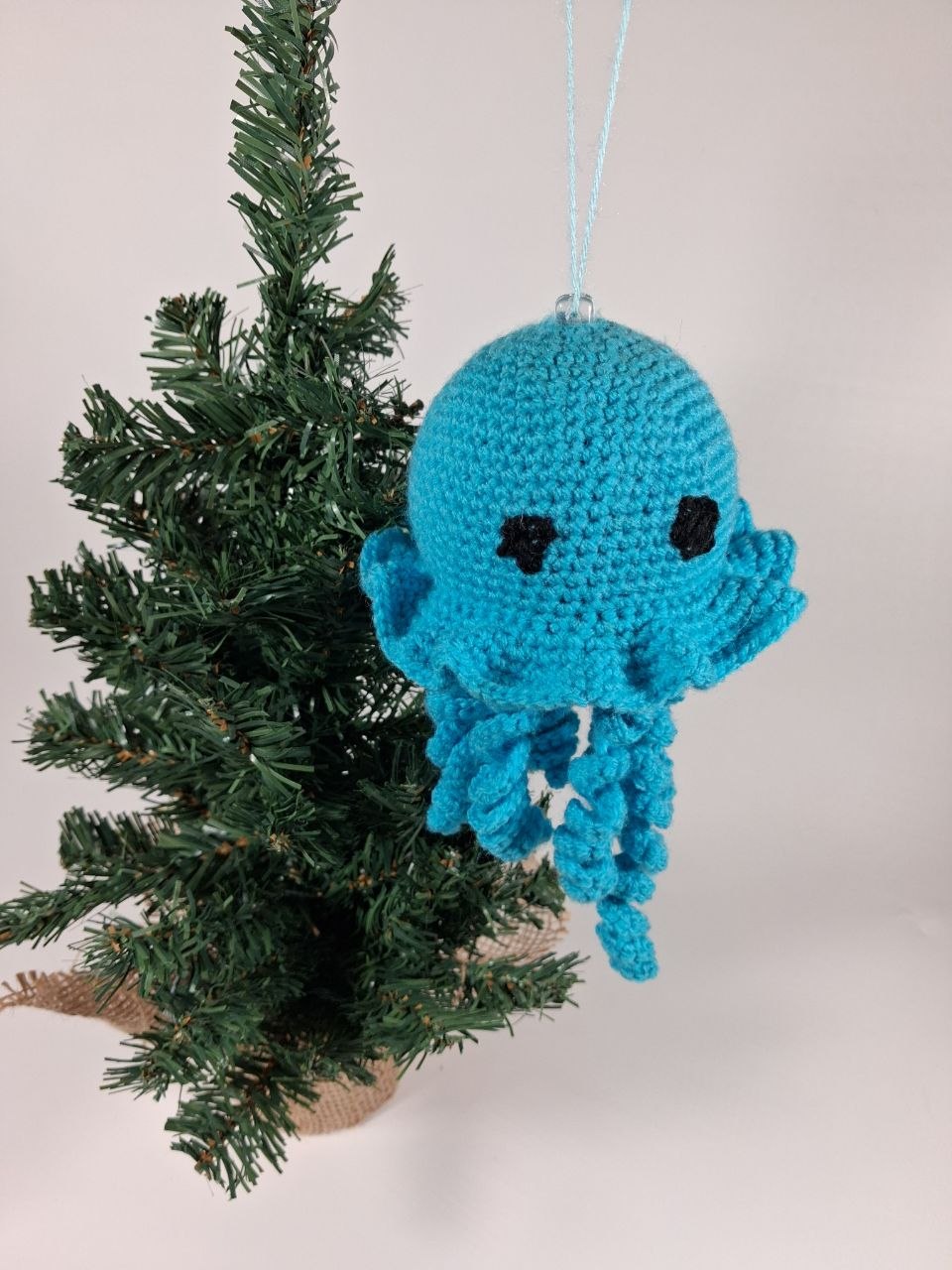 Jellyfish Crochet Christmas Bauble
