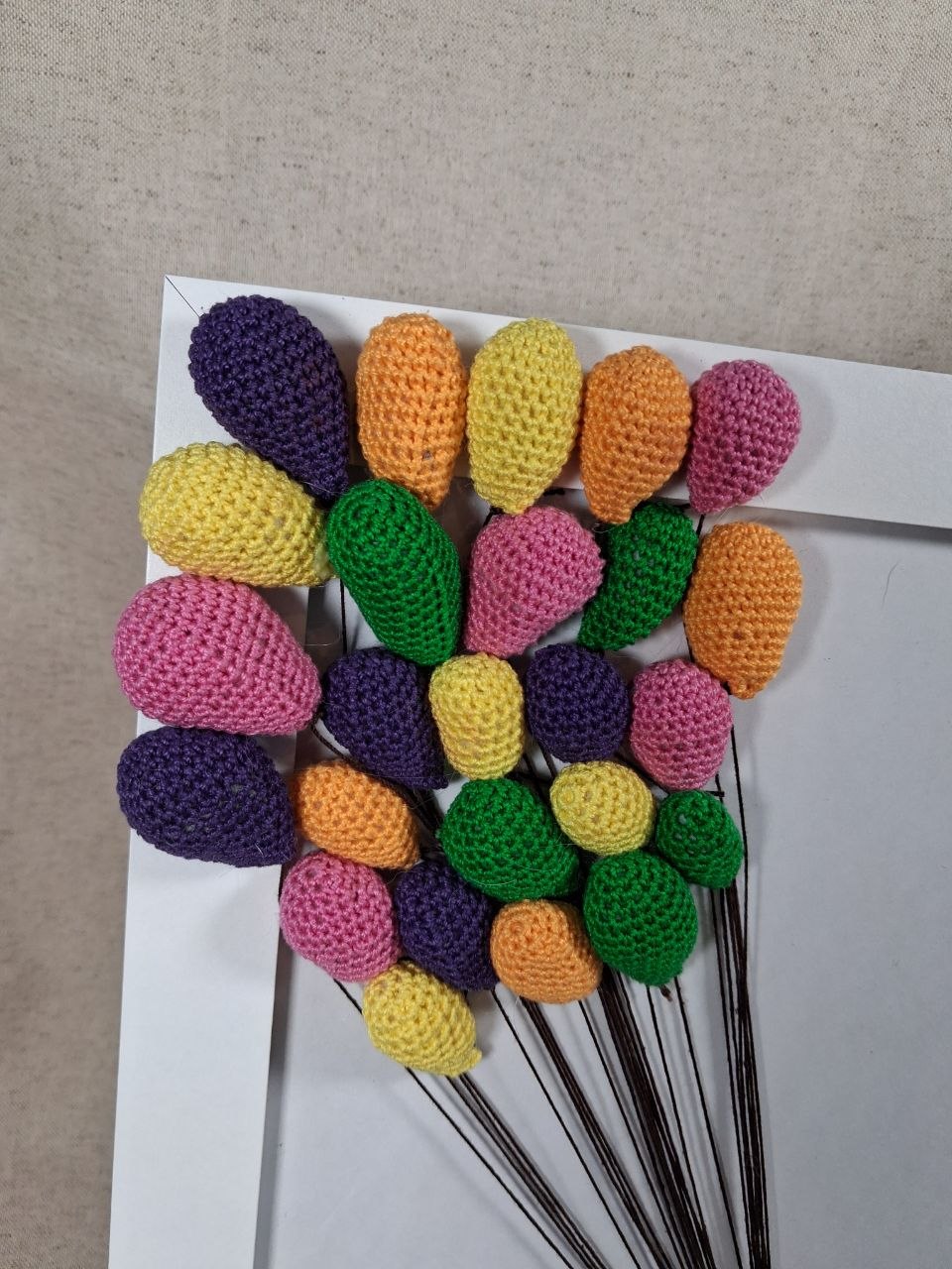 Crochet Girl with Balloons Framed Art