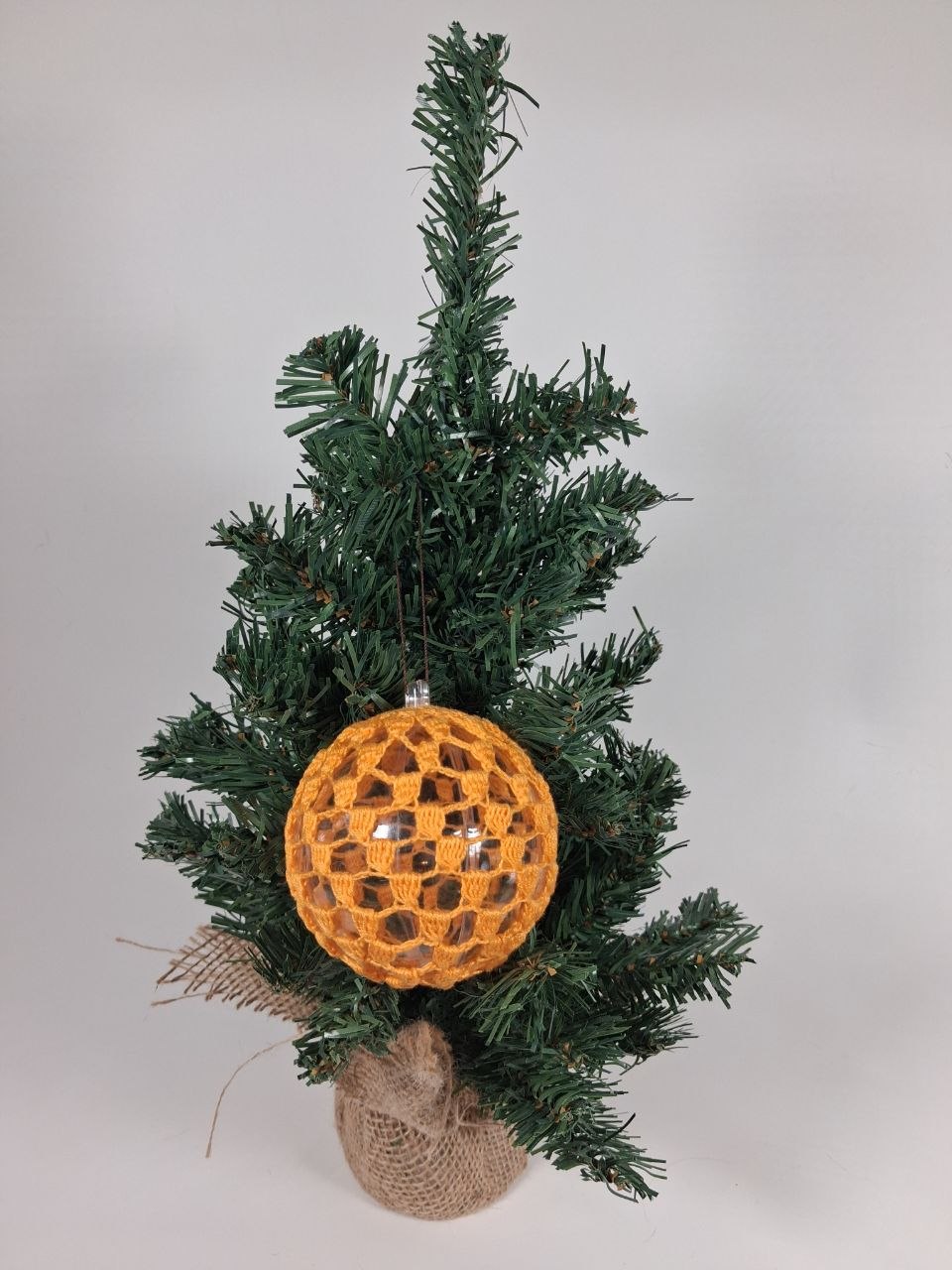 Orange Crochet Christmas Bauble (medium pattern 2)