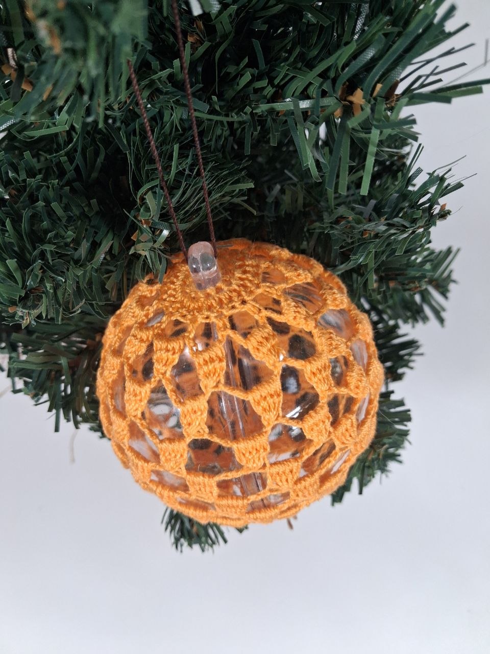 Orange Crochet Christmas Bauble (medium pattern 2)