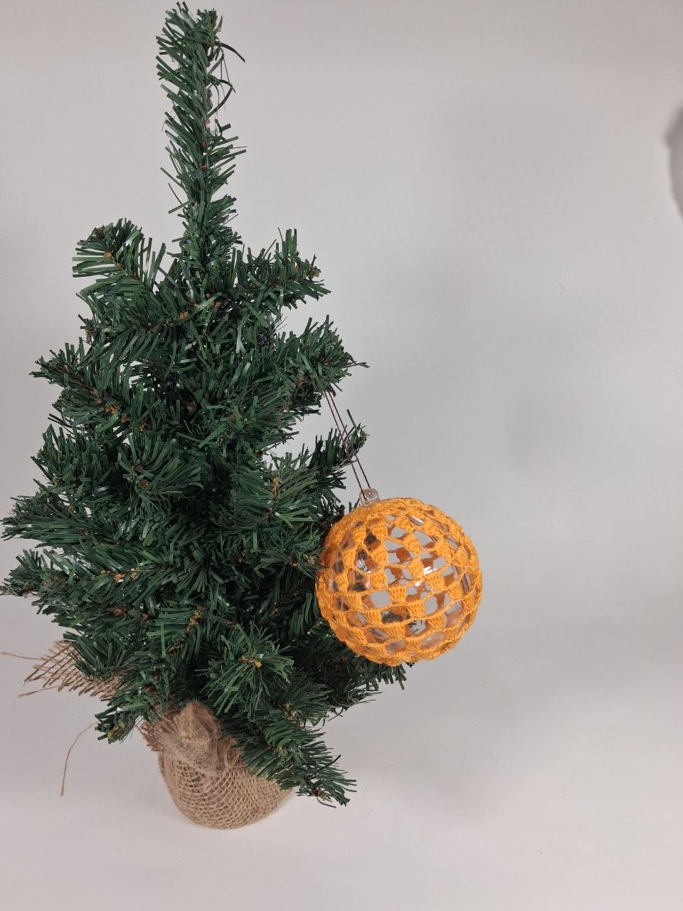 Orange Crochet Christmas Bauble (medium pattern 2)