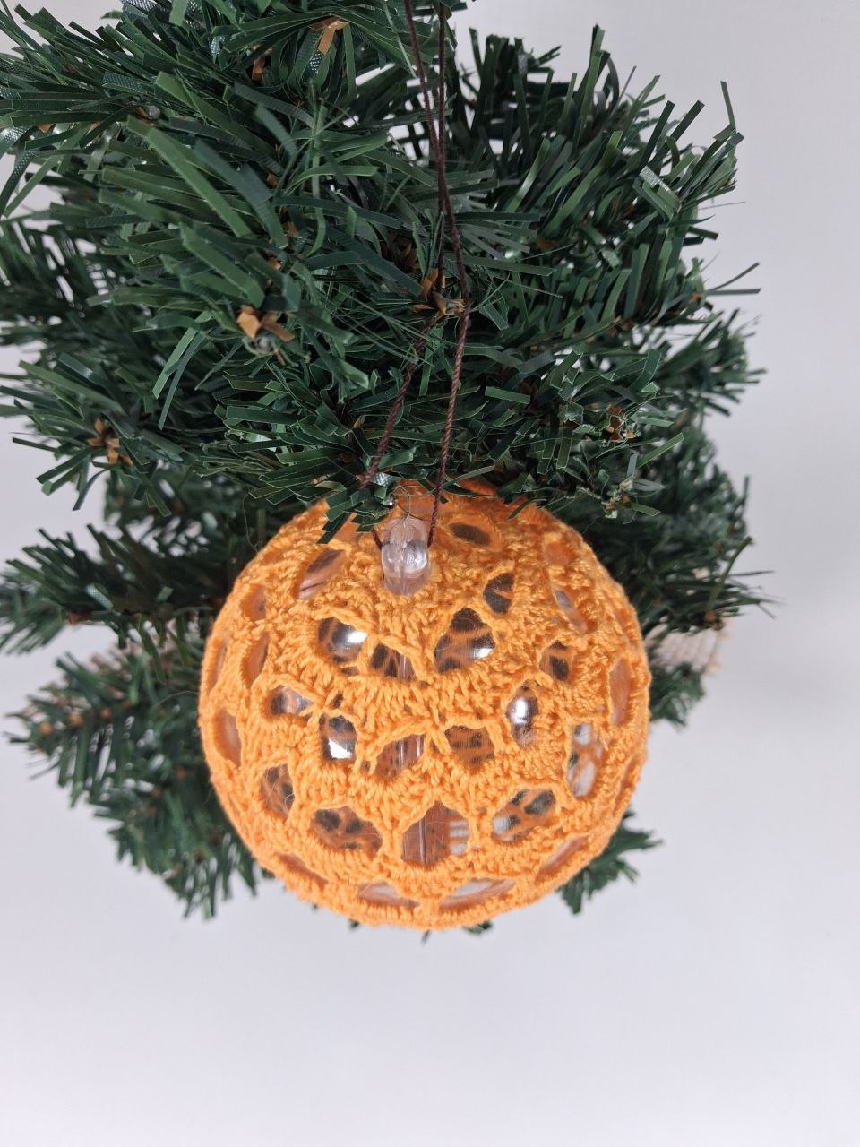 Orange Crochet Christmas Bauble  (medium pattern)