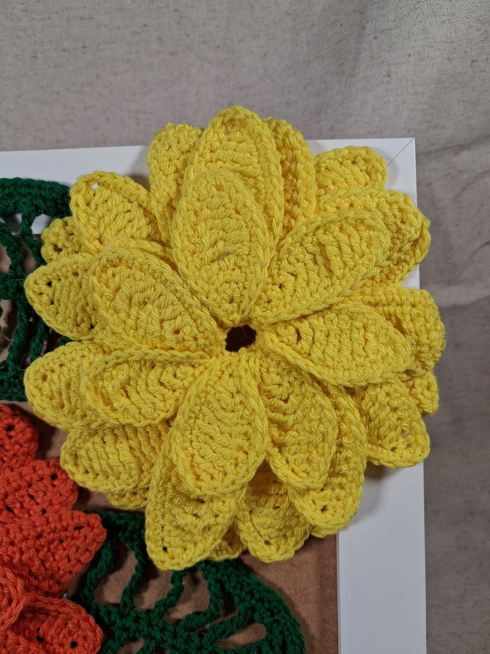 Colourful Crochet Flowers Framed Art