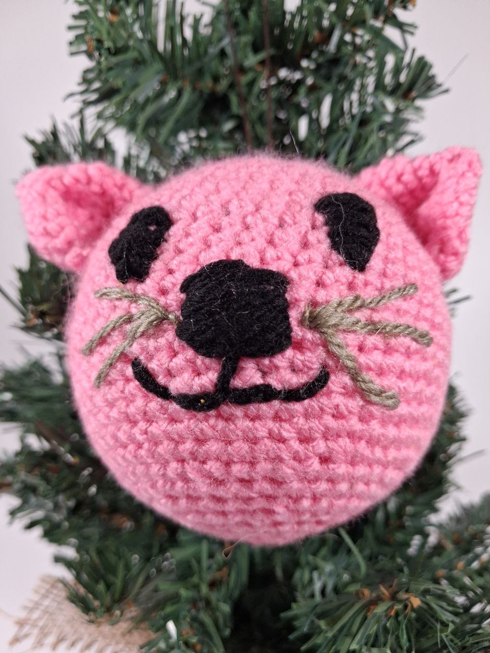 Cat Crochet Christmas Bauble