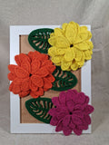 Colourful Crochet Flowers Framed Art