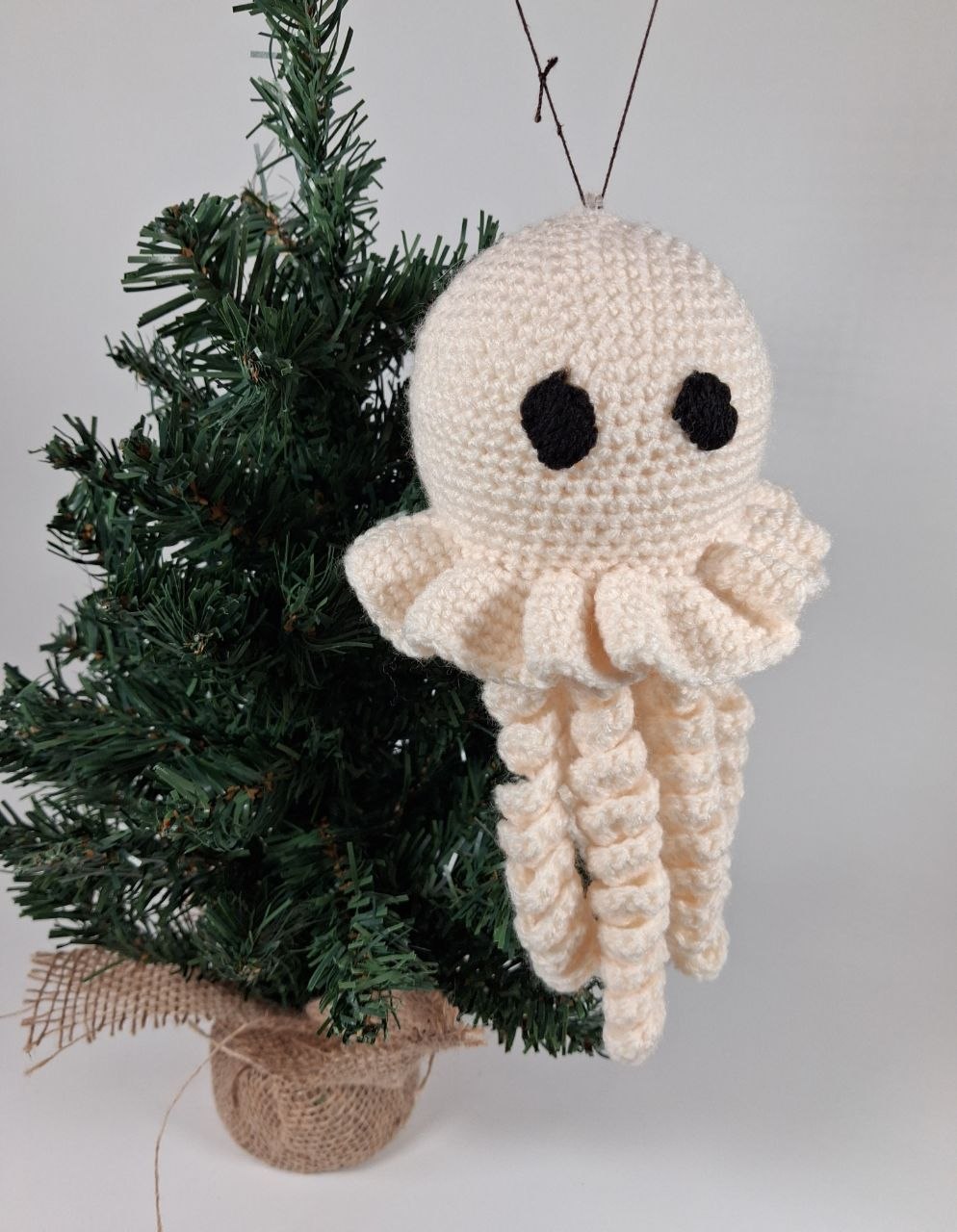 Jellyfish Crochet Christmas Bauble