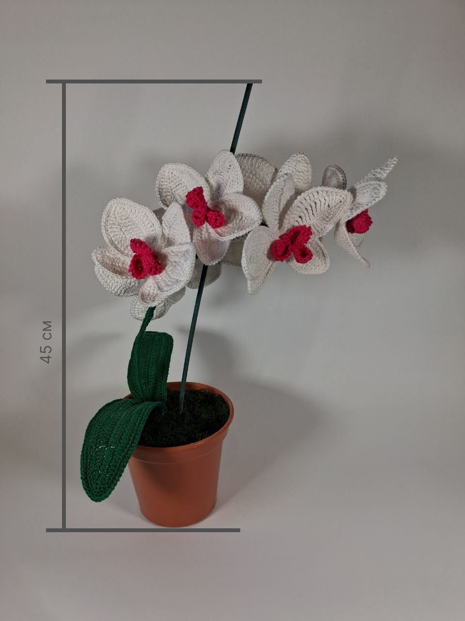 White Crochet Orchid in a Pot