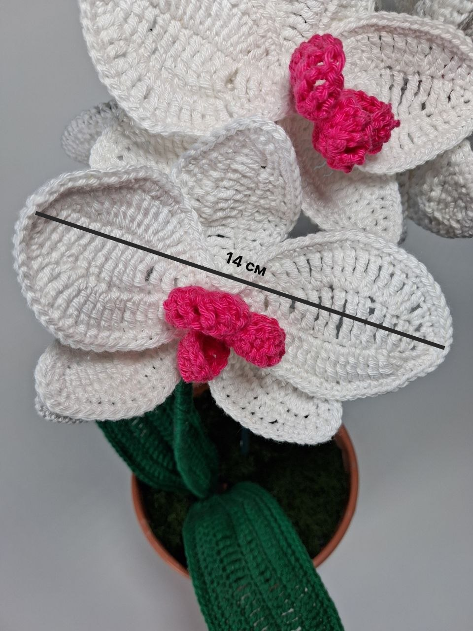 White Crochet Orchid in a Pot