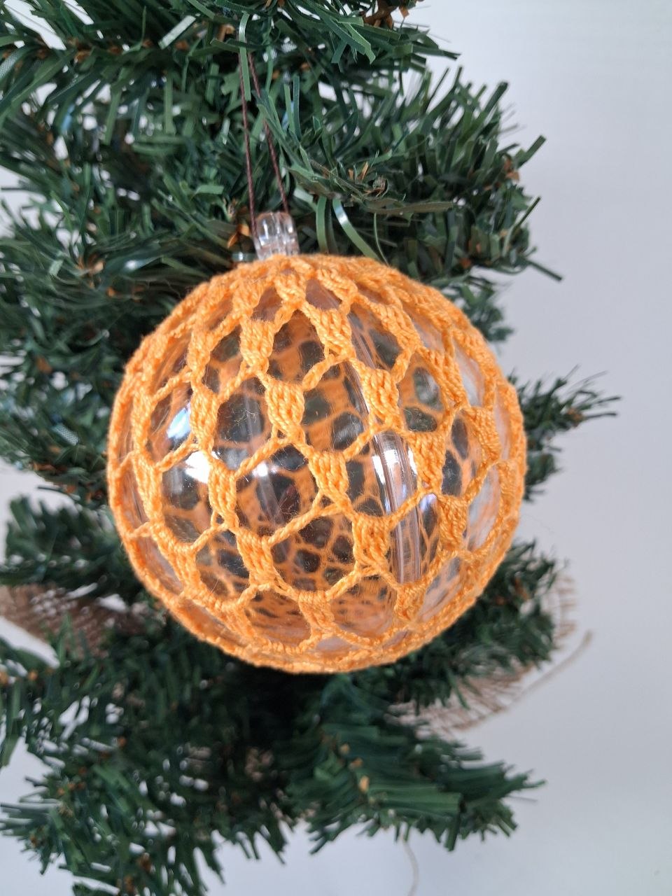 Orange Crochet Christmas Bauble