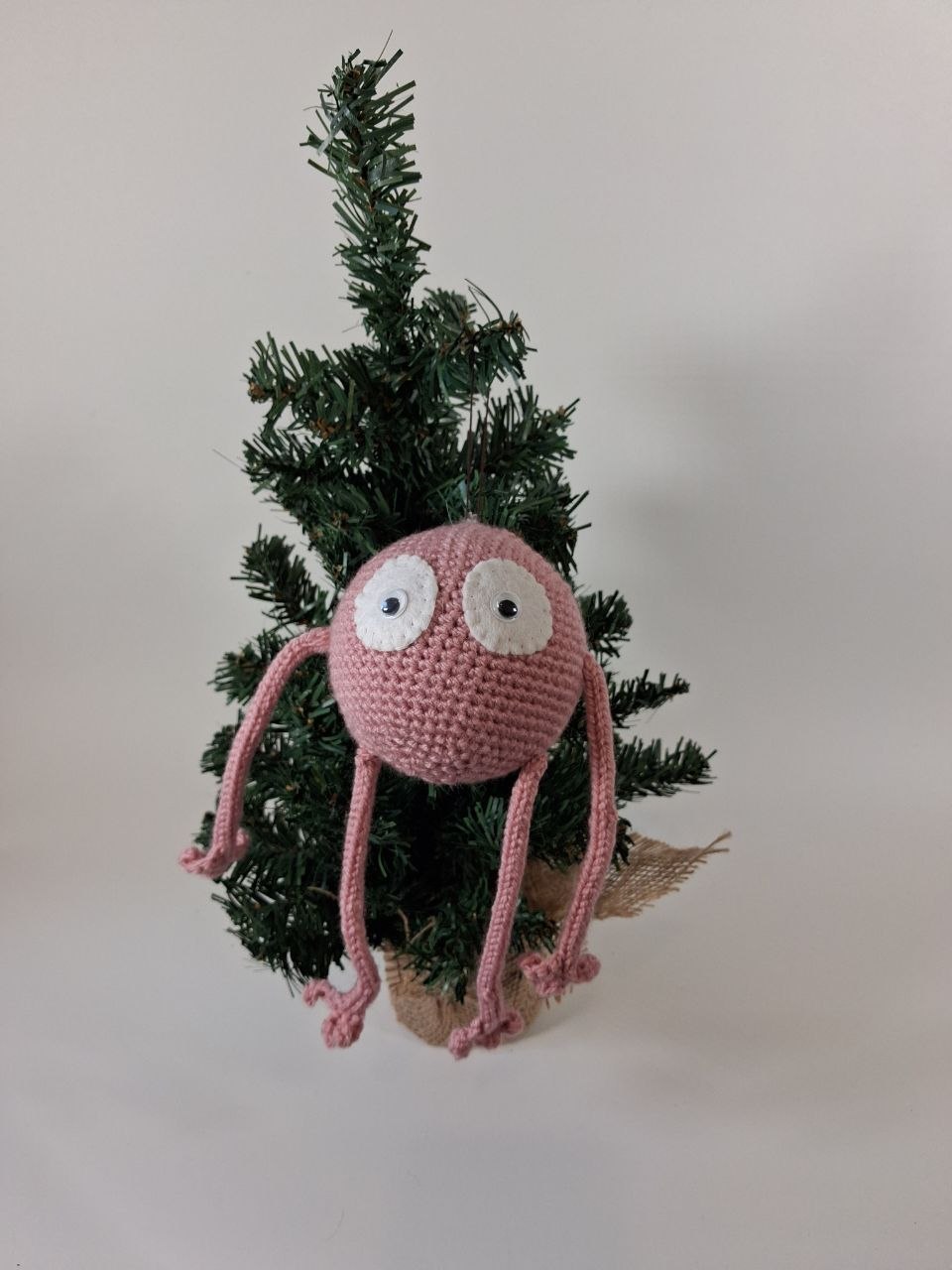 Funny Pink Crochet Christmas Bauble