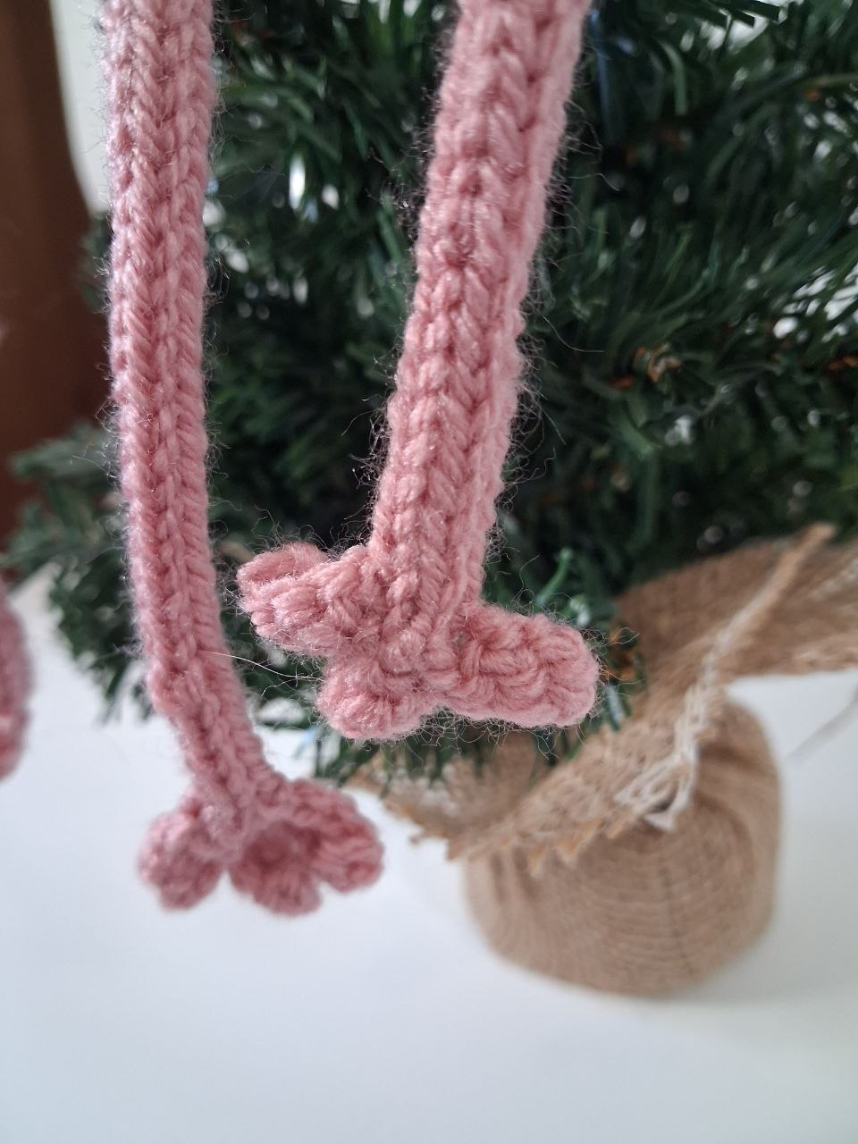 Funny Pink Crochet Christmas Bauble