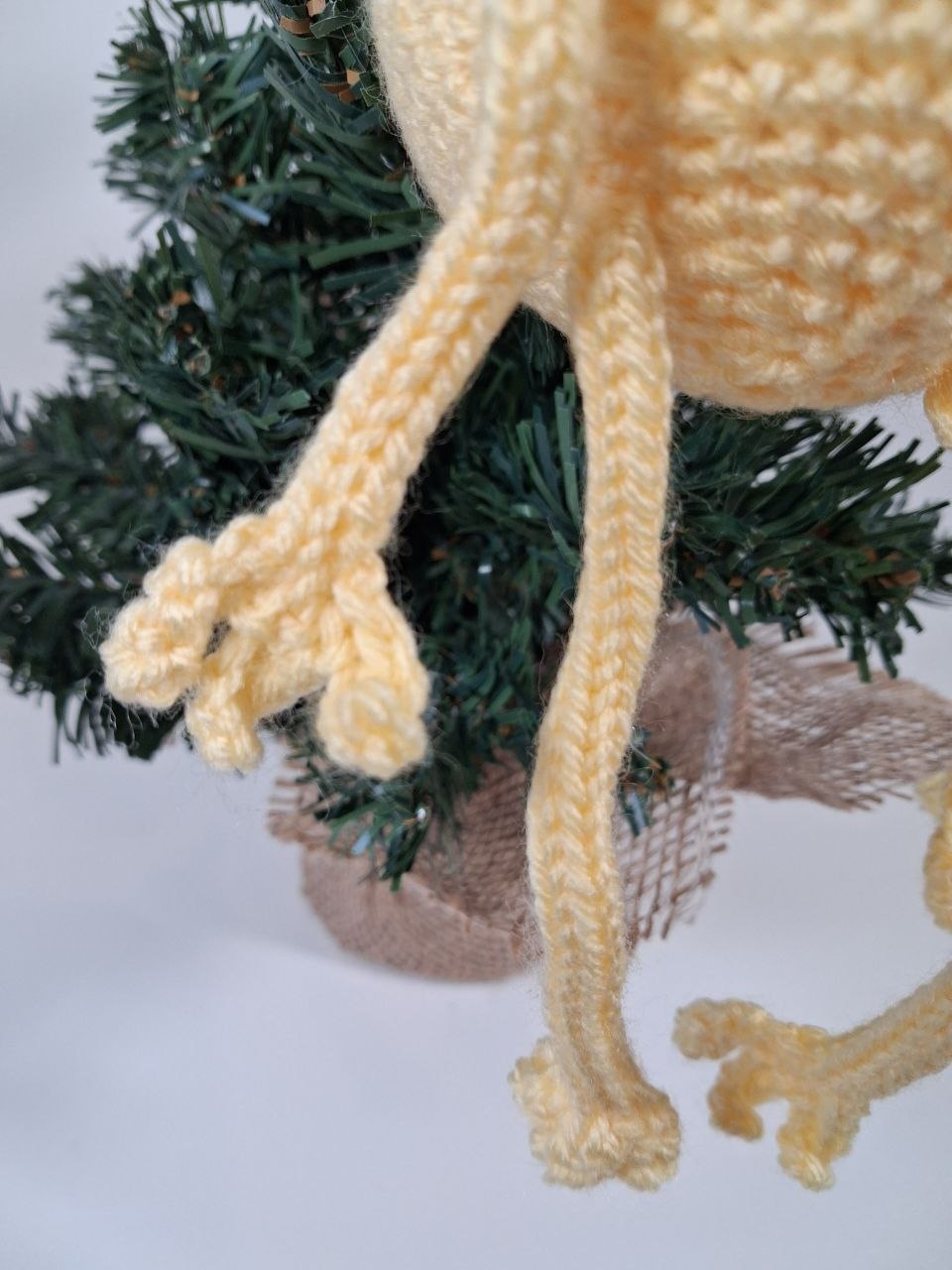 Funny  Yellow Crochet Christmas Bauble